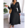 Summer Chic Cross V-Neck A-Line Pleated Maxi Dress for Women