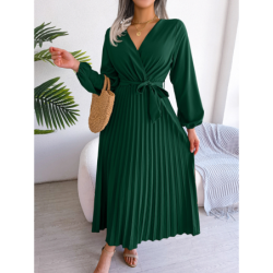 Summer Chic Cross V-Neck A-Line Pleated Maxi Dress for Women