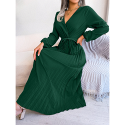 Summer Chic Cross V-Neck A-Line Pleated Maxi Dress for Women
