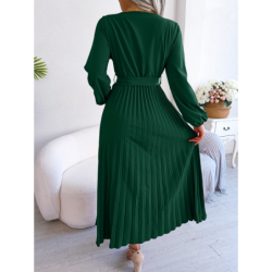 Summer Chic Cross V-Neck A-Line Pleated Maxi Dress for Women