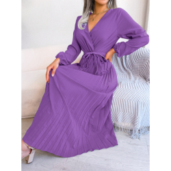 Summer Chic Cross V-Neck A-Line Pleated Maxi Dress for Women