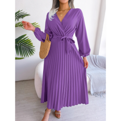 Summer Chic Cross V-Neck A-Line Pleated Maxi Dress for Women