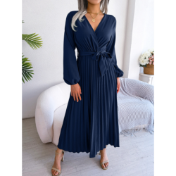 Summer Chic Cross V-Neck A-Line Pleated Maxi Dress for Women