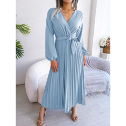 Summer Chic Cross V-Neck A-Line Pleated Maxi Dress for Women