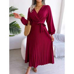 Summer Chic Cross V-Neck A-Line Pleated Maxi Dress for Women