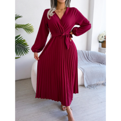 Summer Chic Cross V-Neck A-Line Pleated Maxi Dress for Women