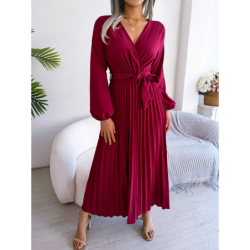Summer Chic Cross V-Neck A-Line Pleated Maxi Dress for Women