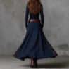 Oversized Plaid Patchwork Vintage Style Ripped Ribbed Velvet Long Sleeve Dress with Pockets