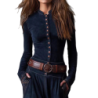 Oversized Plaid Patchwork Vintage Style Ripped Ribbed Velvet Long Sleeve Dress with Pockets