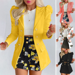 Spring/Autumn Women's Fashion Set Chic Checkered Floral Casual Short Skirt Suit Two-Piece Outfit
