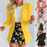 Spring/Autumn Women's Fashion Set Chic Checkered Floral Casual Short Skirt Suit Two-Piece Outfit