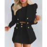 Spring/Autumn Women's Fashion Set Chic Checkered Floral Casual Short Skirt Suit Two-Piece Outfit