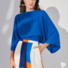 New Arrivals Women's Fashion Elegant Loose Casual Blue Top High Waist Wide Leg Pants Set