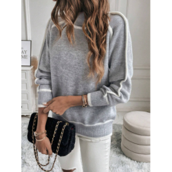Women's Knitted Sweater Set Long Sleeve High Neck Top Casual Loose Knitwear