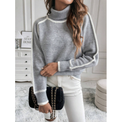 Women's Knitted Sweater Set Long Sleeve High Neck Top Casual Loose Knitwear
