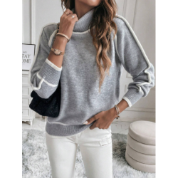 Women's Knitted Sweater Set Long Sleeve High Neck Top Casual Loose Knitwear