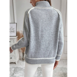 Women's Knitted Sweater Set Long Sleeve High Neck Top Casual Loose Knitwear