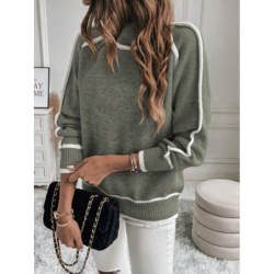 Women's Knitted Sweater Set Long Sleeve High Neck Top Casual Loose Knitwear