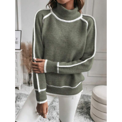 Women's Knitted Sweater Set Long Sleeve High Neck Top Casual Loose Knitwear