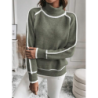 Women's Knitted Sweater Set Long Sleeve High Neck Top Casual Loose Knitwear