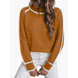 Women's Knitted Sweater Set Long Sleeve High Neck Top Casual Loose Knitwear