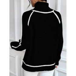 Women's Knitted Sweater Set Long Sleeve High Neck Top Casual Loose Knitwear
