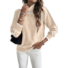 Women's Knitted Sweater Set Long Sleeve High Neck Top Casual Loose Knitwear