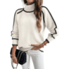Women's Knitted Sweater Set Long Sleeve High Neck Top Casual Loose Knitwear