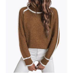 Women's Knitted Sweater Set Long Sleeve High Neck Top Casual Loose Knitwear