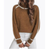 Women's Knitted Sweater Set Long Sleeve High Neck Top Casual Loose Knitwear