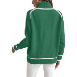 Women's Knitted Sweater Set Long Sleeve High Neck Top Casual Loose Knitwear