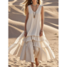 Spring New Arrivals Cotton Linen Women Loose Maxi Dress