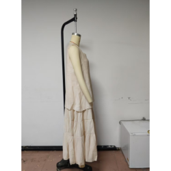 Spring New Arrivals Cotton Linen Women Loose Maxi Dress