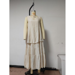 Spring New Arrivals Cotton Linen Women Loose Maxi Dress