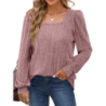 Autumn New Women's Chunky Knit Square Neck Casual Long Sleeve Top