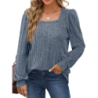 Autumn New Women's Chunky Knit Square Neck Casual Long Sleeve Top