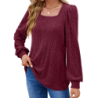 Autumn New Women's Chunky Knit Square Neck Casual Long Sleeve Top