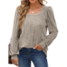 Autumn New Women's Chunky Knit Square Neck Casual Long Sleeve Top