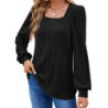 Autumn New Women's Chunky Knit Square Neck Casual Long Sleeve Top