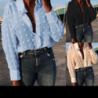 Women's Wish New Round Dot Long Sleeve Button-Down Shirt Top