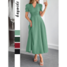 Elegant Vacation Style Bubble Sleeve Corset Long Dress for Women Summer