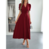 Elegant Vacation Style Bubble Sleeve Corset Long Dress for Women Summer