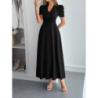 Elegant Vacation Style Bubble Sleeve Corset Long Dress for Women Summer