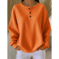 New \Oversized Fit Long Sleeve Herringbone Button-Down Shirt for Autumn Winter