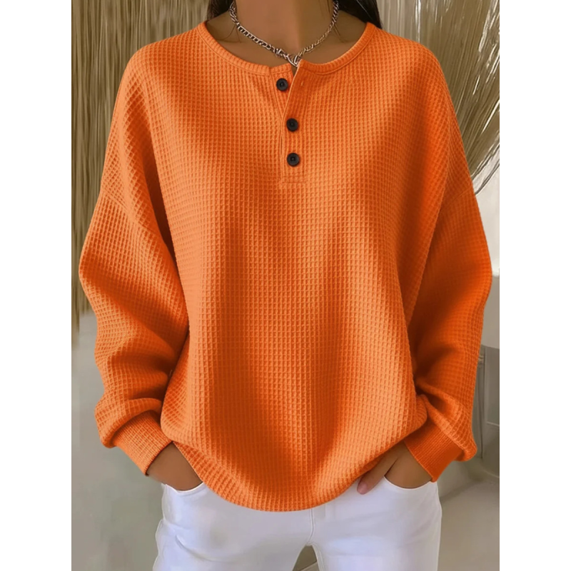 New \Oversized Fit Long Sleeve Herringbone Button-Down Shirt for Autumn Winter