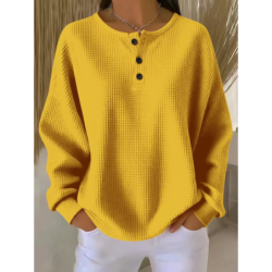 New \Oversized Fit Long Sleeve Herringbone Button-Down Shirt for Autumn Winter