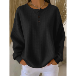 New \Oversized Fit Long Sleeve Herringbone Button-Down Shirt for Autumn Winter