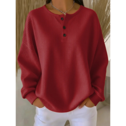 New \Oversized Fit Long Sleeve Herringbone Button-Down Shirt for Autumn Winter
