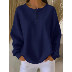 New \Oversized Fit Long Sleeve Herringbone Button-Down Shirt for Autumn Winter