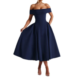 Womens Spring New Arrivals Elegant Slit Neck One-Shoulder Dress